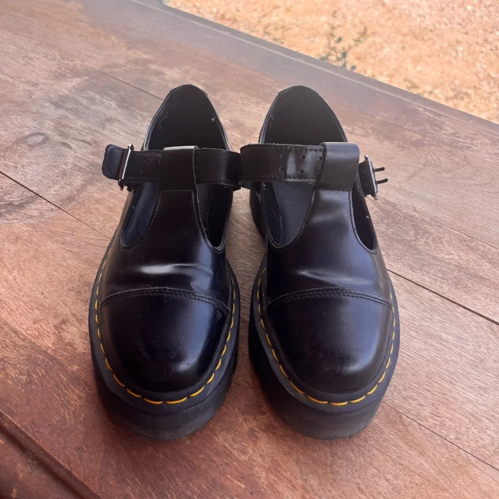 Dr. Martens Bethan Platform Mary Jane Shoes Black Leather
